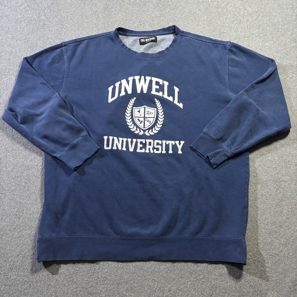 Call Her Daddy Unwell University Sweatshirt Women's XL Navy Blue Podcast Merch